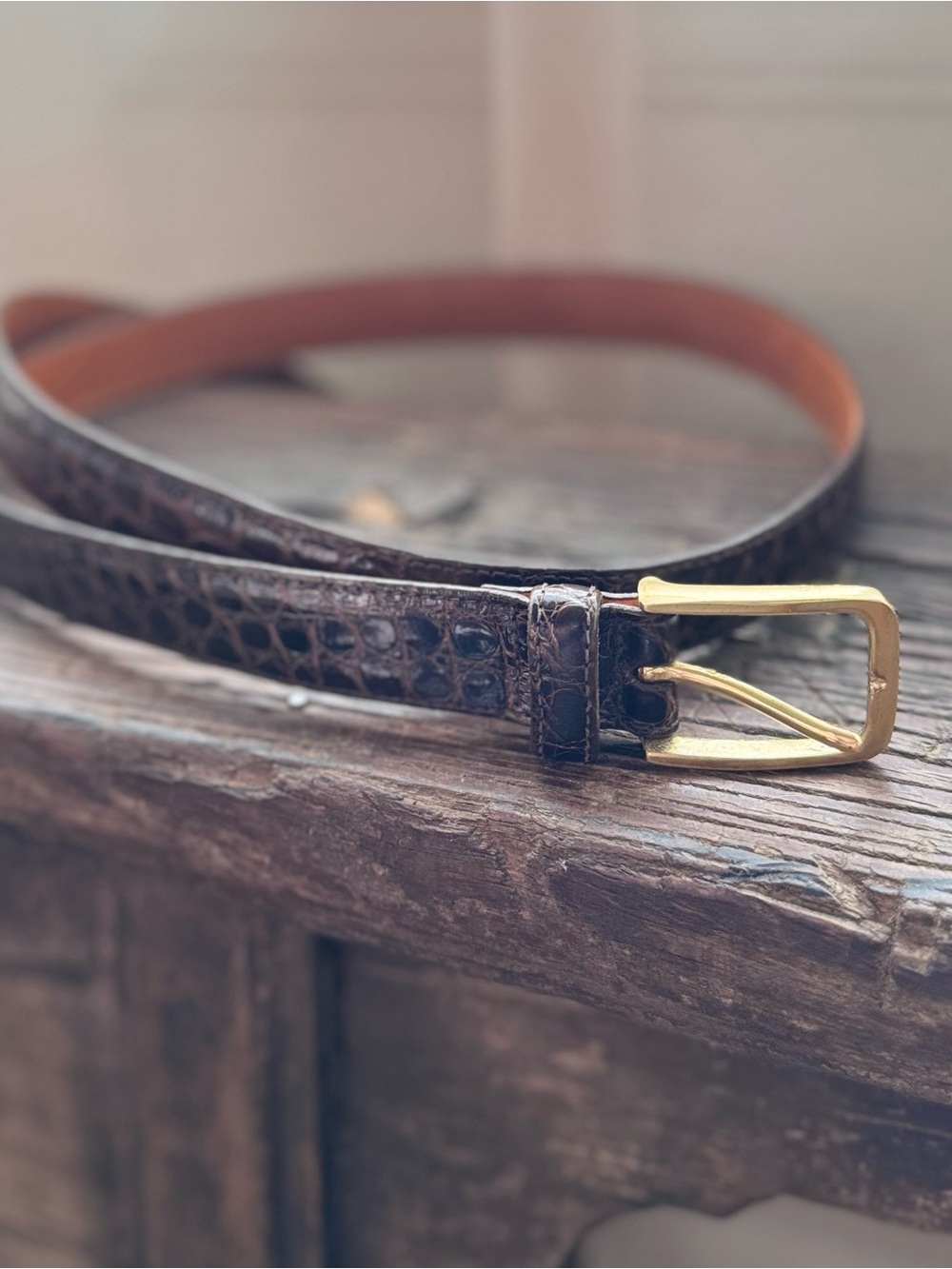 Vintage Genuine Alligator Belt Brooks Brothers Made USA Size 38